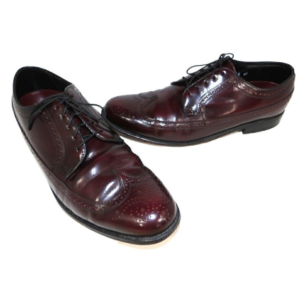 FLORSHEIN red-ish brown patent leather lace up oxford dress shoes men's size 9 D